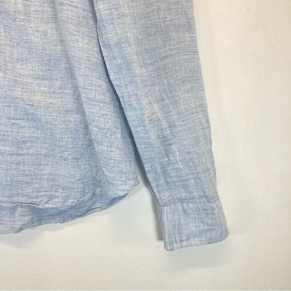 Faherty Reserve 100% Linen Button Up Shirt Light Blue Long Sleeve Men’s L Preppy - Picture 4 of 16